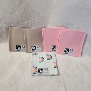 5pc NEW  Fabric Quarters 2 Pink, 2 Taupe, 1 novelty girl Rainbow pattern 18"x21"